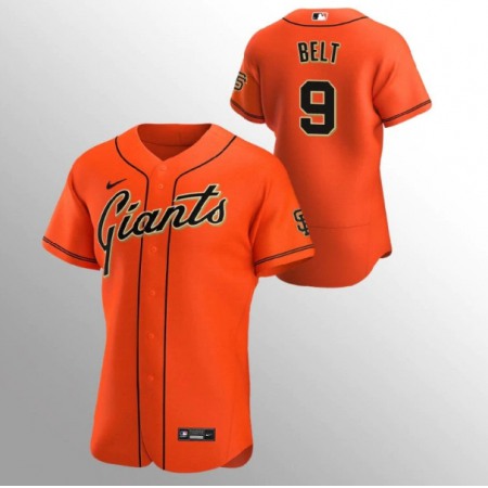 Men's San Francisco Giants #9 Brandon Belt Orange Flex Base Stitched Jersey
