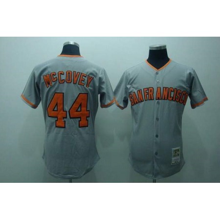 Mitchell and Ness Giants #44 McCovey Stitched Grey Throwback MLB Jersey