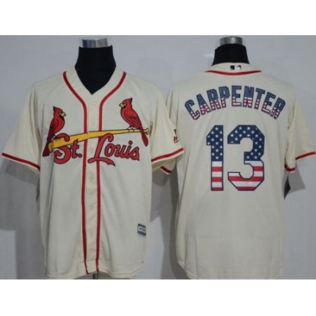 Cardinals #13 Matt Carpenter Cream USA Flag Fashion Stitched MLB Jersey