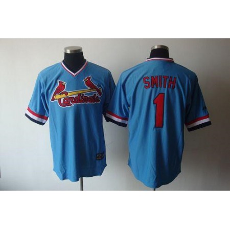 Cardinals #1 Ozzie Smith Blue Cooperstown Throwback Stitched MLB Jersey