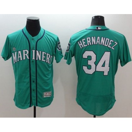 Mariners #34 Felix Hernandez Green Flexbase Authentic Collection Stitched MLB Jersey