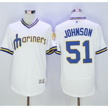 Mariners #51 Randy Johnson White Flexbase Authentic Collection Cooperstown Stitched MLB Jersey