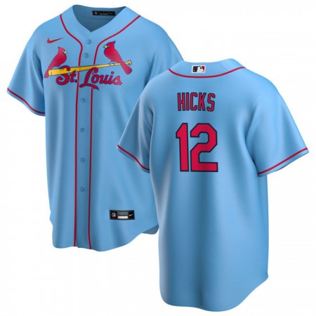 Men's St. Louis Cardinals #12 Jordan Hicks Blue Cool Base Stitched Jersey