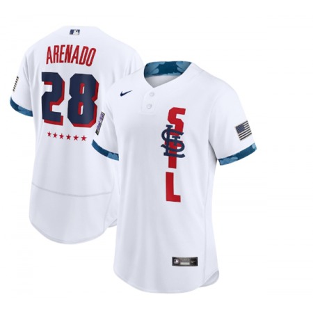 Men's St. Louis Cardinals #28 Nolan Arenado 2021 White All-Star Flex Base Stitched MLB Jersey