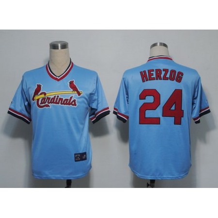 Mitchell And Ness Cardinals #24 Whitey Herzog Blue Throwback Stitched MLB Jersey