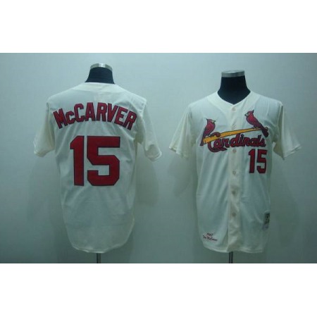 Mitchell and Ness Cardinals #15 Tim McCarver Stitched Cream Throwback MLB Jersey