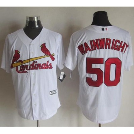 Cardinals #50 Adam Wainwright White New Cool Base Stitched MLB Jersey