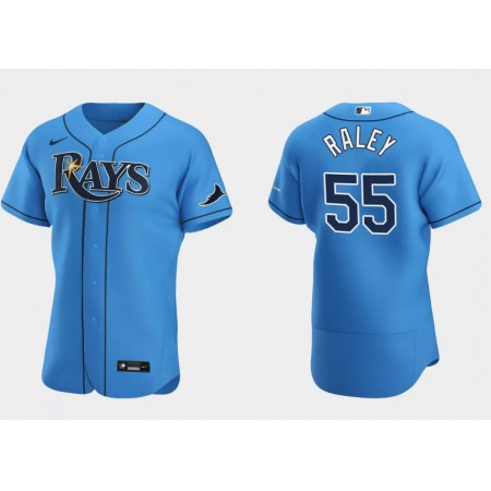 Men's Tampa Bay Rays #55 Luke Raley Light Blue Flex Base Stitched Jersey