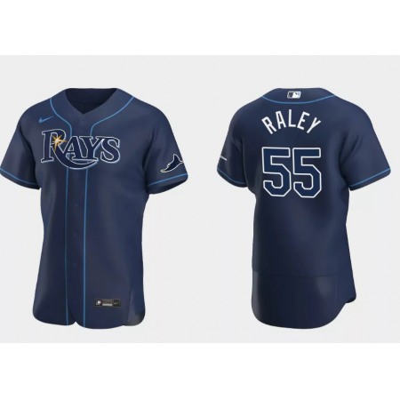 Men's Tampa Bay Rays #55 Luke Raley Navy Flex Base Stitched Jersey