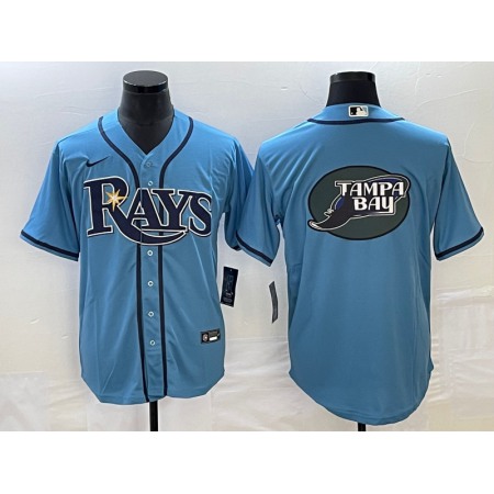 Men's Tampa Bay Rays Light Blue Team Big Logo Cool Base Stitched Baseball Jersey