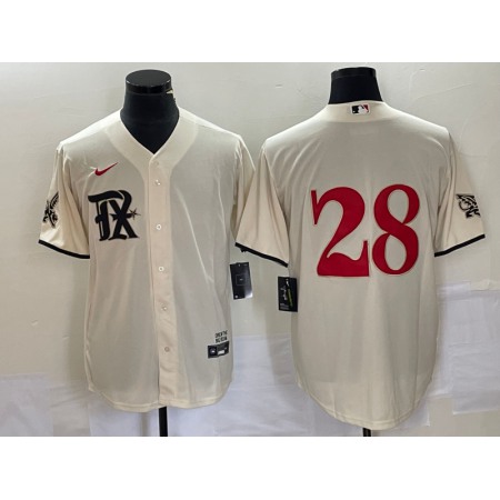 Men's Texas Rangers #28 Jonah Heim Cream 2023 City Connect Stitched Baseball Jersey