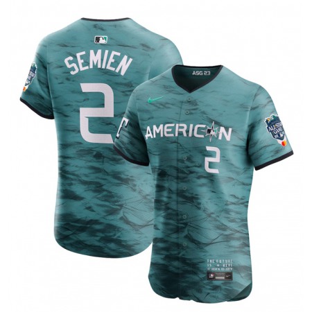 Men's Texas Rangers #2 Marcus Semien Teal 2023 All-star Flex Base Stitched Baseball Jersey