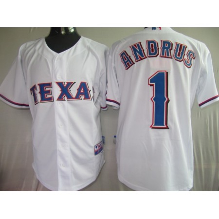 Rangers #1 Elvis Andrus White Stitched MLB Jersey