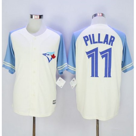 Blue Jays #11 Kevin Pillar Cream/Blue Exclusive New Cool Base Stitched MLB Jersey