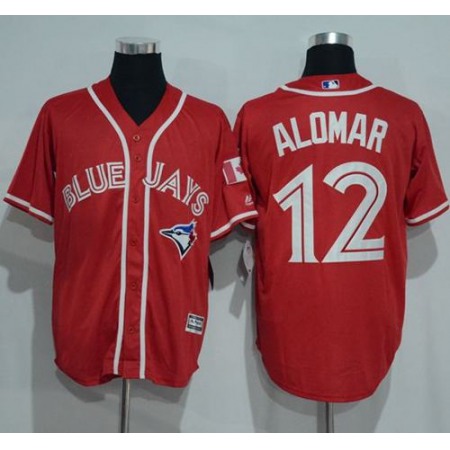 Blue Jays #12 Roberto Alomar Red New Cool Base Canada Day Stitched MLB Jersey