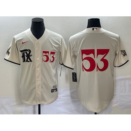 Men's Texas Rangers #53 Adolis Garcia Cream 2023 City Connect Cool Base With Patch Stitched Baseball Jersey