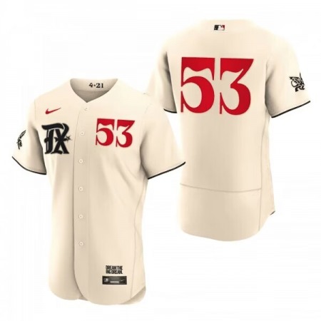 Men's Texas Rangers #53 Adolis Garcia Cream 2023 City Connect Flex Base Stitched Baseball Jersey