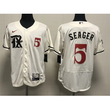 Men's Texas Rangers #5 Corey Seager Cream 2023 City Connect Flex Base Stitched Baseball Jersey