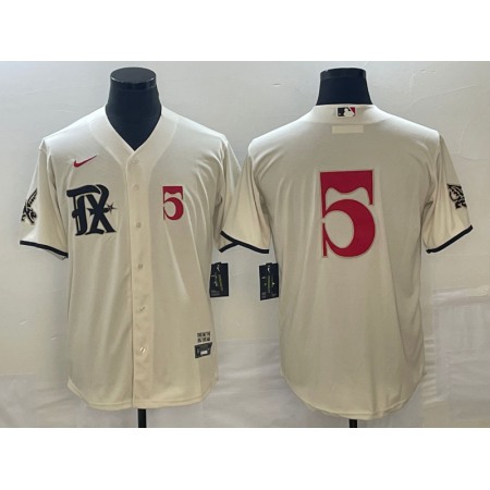 Men's Texas Rangers #5 Corey Seager Cream 2023 City Connect With Patch Stitched Baseball Jersey