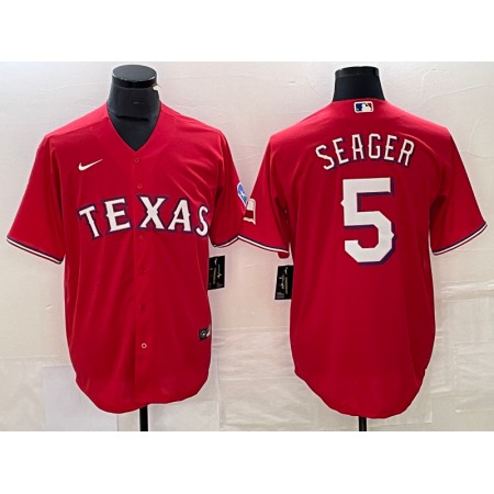 Men's Texas Rangers #5 Corey Seager Red Cool Base Stitched Baseball Jersey