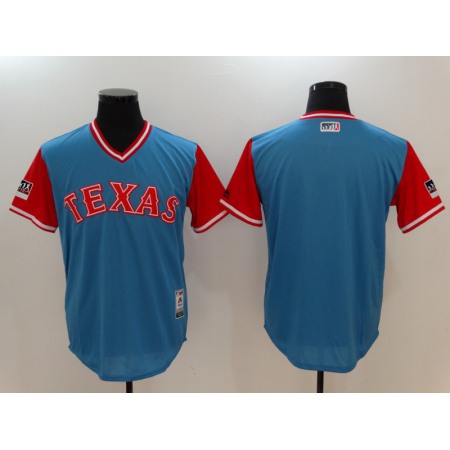 Men's Texas Rangers Majestic Light Blue/Red 2018 Players' Weekend Team Stitched MLB Jersey