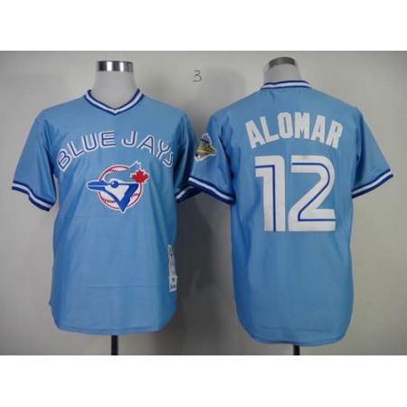 Mitchell And Ness 1993 Blue Jays #12 Roberto Alomar Blue Stitched MLB Throwback Jersey