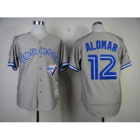 Mitchell And Ness Blue Jays #12 Roberto Alomar Grey Stitched MLB Throwback Jersey