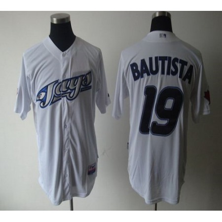 Blue Jays #19 Jose Bautista White Cool Base Stitched MLB Jersey