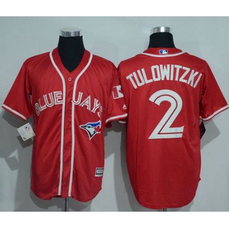 Blue Jays #2 Troy Tulowitzki Red New Cool Base Canada Day Stitched MLB Jersey