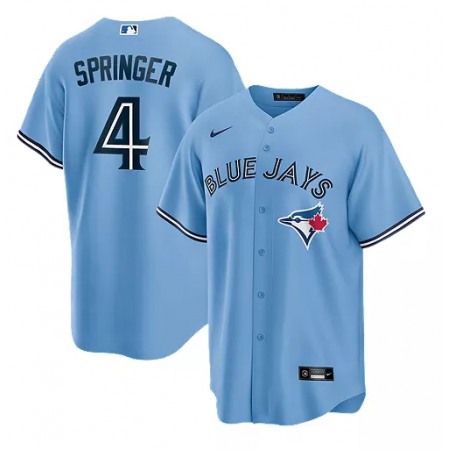 Men's Toronto Blue Jays #4 George Springer Light Blue Cool Base Stitched Jersey