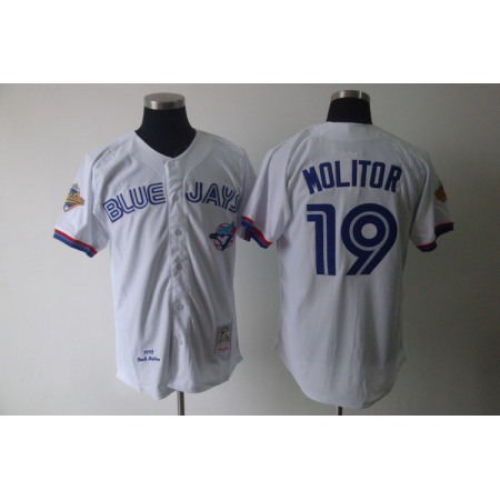 Mitchell And Ness Blue Jays #19 Paul Molitor White Stitched MLB Jersey