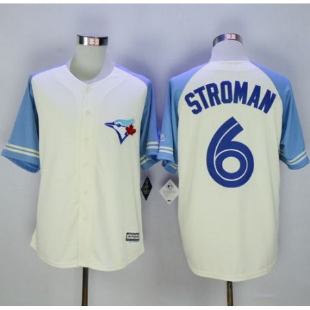 Blue Jays #6 Marcus Stroman Cream/Blue Exclusive New Cool Base Stitched MLB Jersey