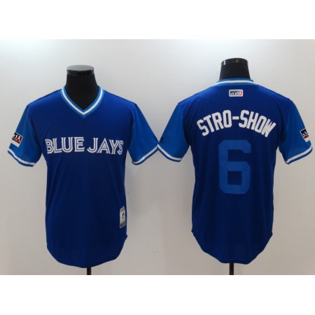 Men's Toronto Blue Jays #6 Marcus Stroman"Stro-Show" Majestic Royal/Light 2018 Players' Weekend Stitched MLB Jersey