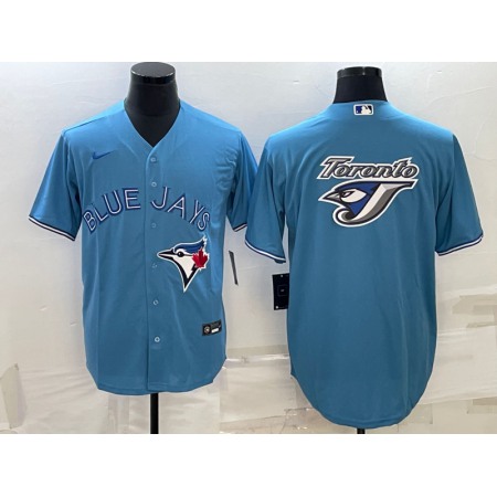 Men's Toronto Blue Jays Light Blue Team Big Logo Cool Base Stitched Baseball Jersey