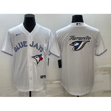 Men's Toronto Blue Jays White Team Big Logo Cool Base Stitched Baseball Jersey
