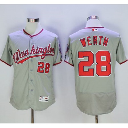 Nationals #28 Jayson Werth Grey Flexbase Authentic Collection Stitched MLB Jersey