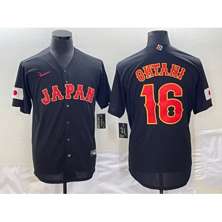 Men's Japan Baseball #16 Shohei Ohtani 2023 Black World Baseball Classic Stitched Jersey