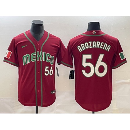 Men's Mexico Baseball #56 Randy Arozarena 2023 Red World Baseball Classic Stitched Jersey