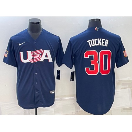 Men's USA Baseball #30 Kyle Tucker 2023 Navy World Baseball Classic Stitched Jersey