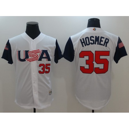 Men's USA Baseball #35 Eric Hosmer White 2017 World Baseball Classic Stitched WBC Jersey