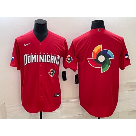 Men's Dominican Republic Baseball 2023 Red World Baseball Big Logo With Patch Classic Stitched Jersey