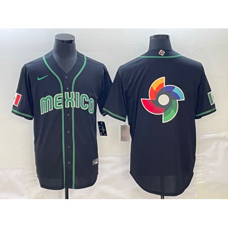 Men's Mexico Baseball 2023 Black World Baseball Big Logo Classic Stitched Jersey