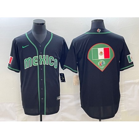 Men's Mexico Baseball 2023 Black World Baseball Big Logo Classic Stitched Jersey