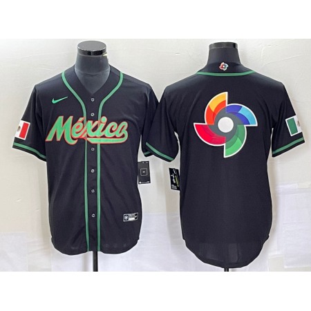 Men's Mexico Baseball 2023 Black World Baseball Classic Team Big Logo Stitched Jersey