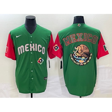 Men's Mexico Baseball 2023 Green Team Big Logo World Baseball Classic Stitched Jersey