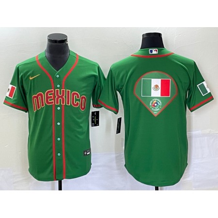 Men's Mexico Baseball 2023 Green World Baseball Classic Team Big Logo Stitched Jersey