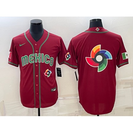 Men's Mexico Baseball 2023 Red World Baseball Big Logo With Patch Classic Stitched Jersey