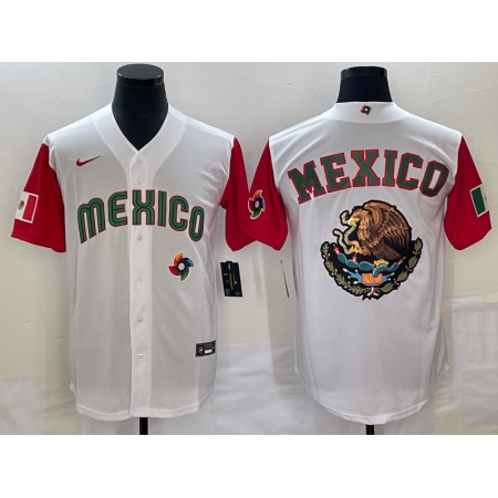 Men's Mexico Baseball 2023 White Team Big Logo World Baseball Classic Stitched Jersey