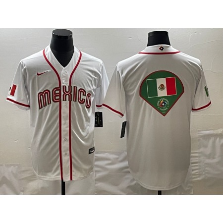 Men's Mexico Baseball 2023 White World Baseball Big Logo Classic Stitched Jersey