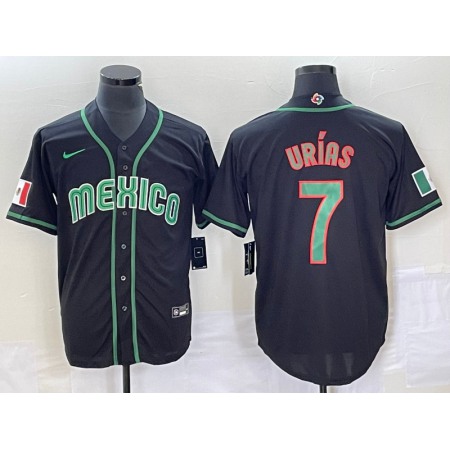 Men's Mexico Baseball #7 Julio Urias 2023 Black World Baseball Classic Stitched Jersey